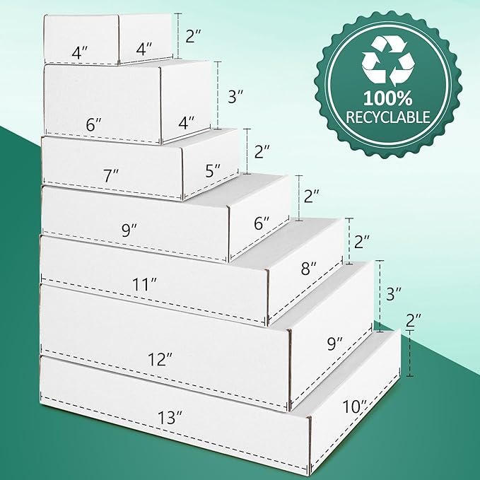 Eupako 11x8x2" White Shipping Boxes Corrugated Box Mailers 20 Pack Cardboard Shipping Boxes for Small Business, Mailing