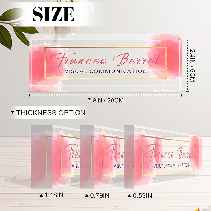 Ship Next Day Personalized Name Plate for Desk, Custom Acrylic Desk Name Sign, Office Appreciation Gifts for Women Men Coworkers Boss Teacher Employee (Pink Cloud)