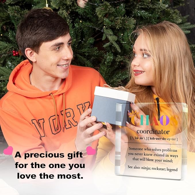 Thank You Gifts for Manager Leader Boss Mentor, Positive Affirmation Desk Acrylic Sign, Chaos Coordinator Definition Desk Decorative Signs for Table Top Cubicle Room Office