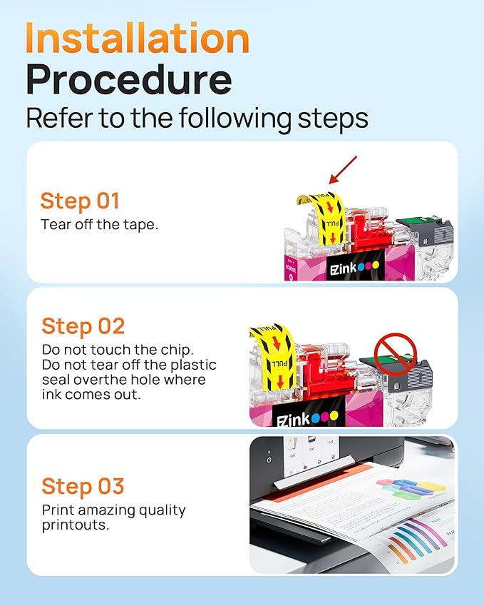 E-Z Ink Compatible LC401XL Ink Cartridge Replacement for Brother LC401 XL LC401XL LC 401 Ink High Yield to use with Brother MFC-J1010DW MFC-J1012DW MFC-J1170DW DCP-J1800DW DCP-J1140DW Printer (4 Pack)