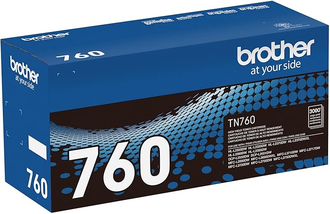 Brother Genuine TN760 High Yield Black Toner Cartridge, (for use with MFC-L2710DW MFC-L2750DW HL-L2350DW HL-L2370DW HL-L2395DW HL-L2390DW DCP-L2550DW Printers) (Pack of 3)