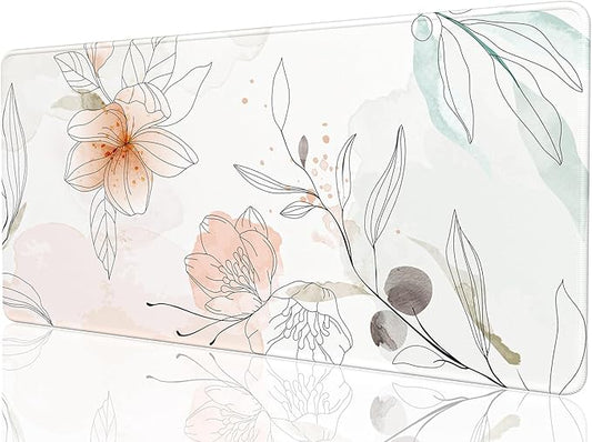 Desk Mat, 32" x 16" XXL Extended Large Gaming Mouse Pad, Desktop Decor Desk Pad, Cute Men Women Office Supplies and Accessories, XL Mouse Mat for Laptop & Keyboard, Watercolor Flowers
