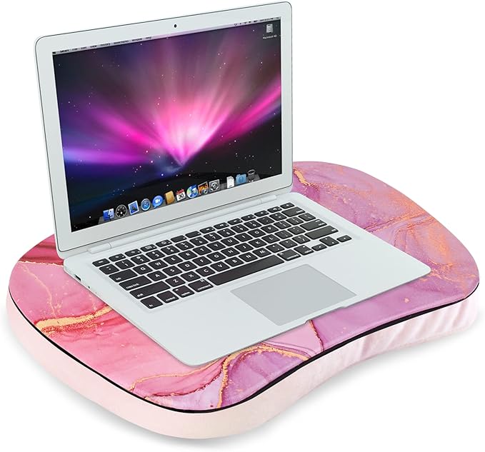 Lap Laptop Desk - Portable, Fits up to 15.6 inch Laptop, with Pillow Cushion, Media Slot, Anti-Slip Ledge, Ergonomic Cushion