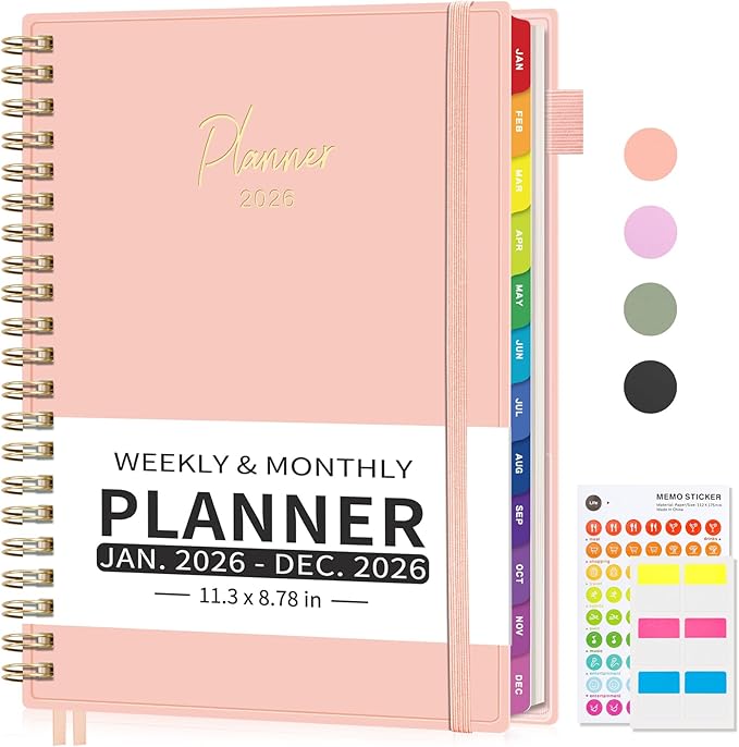 EMSHOI 2026 Appointment Book, A4 15-Minute Hourly Planner, JAN 2026 - DEC 2026, Daily Weekly Monthly, 100GSM Thick Paper, PVC Cover, Colorful Tabs - for Work, School, Salon Scheduling