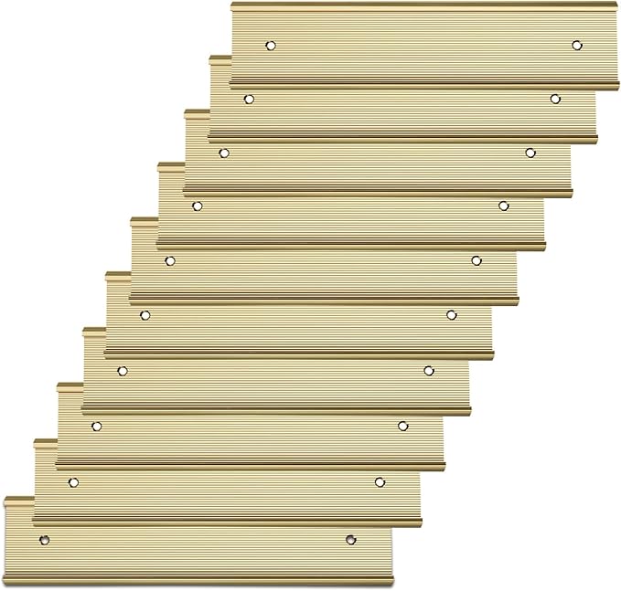 10 Pack 2” x 10” Aluminum Name Plate Holders for Door or Wall, Office Wall Mount Name Plate Holder with Textured Design and Double Sided Tape, for Office, Business, Meeting Room (Gold)