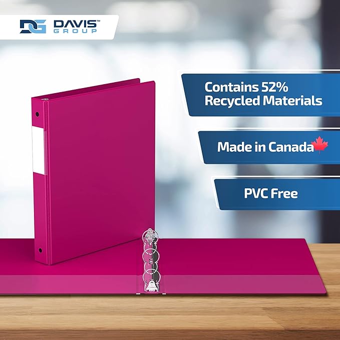 Premium Economy 6-Pack 3-Ring Binders for School or Office, Round-Ring Binders, 1 Inch, Pink