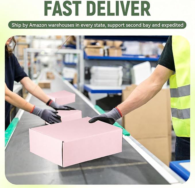 12"x9"x4" Shipping Boxes Set of 5, Pink Corrugated Cardboard Box Literature Mailer