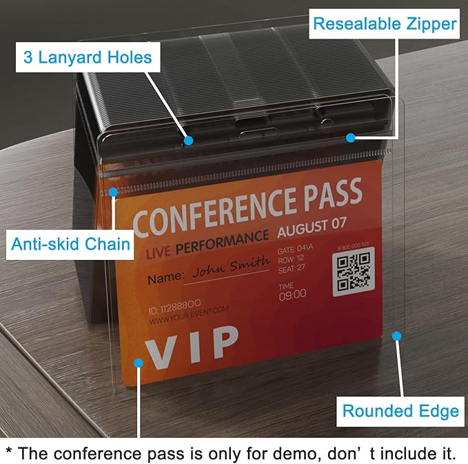 Large Horizontal Badge Holder Bulk 50 Pack,4x3/4.5"x3.5"/4.5"x3.9"/4.5" x4 ID Badge Holder with Soft Edge- Sealable,Extra Thick Waterproof ID Name Tag Holder PVC Card Holders