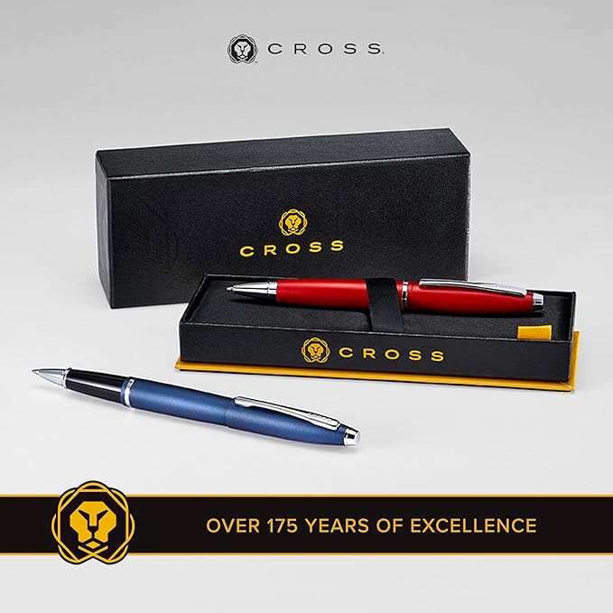 Cross Calais Refillable Ballpoint Pen Presented in a Luxury Gift Box - Medium Point, Black Ink, Brushed Rose Gold & Black