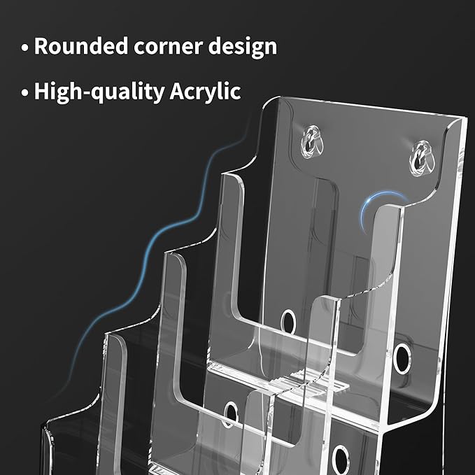 Zavekia 4-Tier 6x9 inch Acrylic Brochure Holder, Clear Literature Organizer Magazine Stand, Flyer Holder