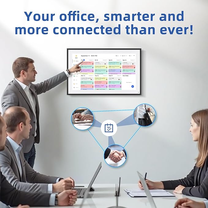 21.5 Inch Digital Calendar, Electronic Chore Chart, Smart Weekly and Monthly Planner 1920 * 1080P IPS Touchscreen Wall and Desk Calendar for Family Schedules, Black