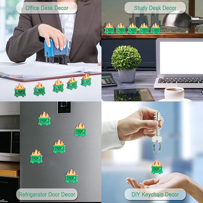 40 Set Resin Dumpster Trash Shape with Fire Gift Team Employee Appreciation Gift Emotional Desk Accessories for Staff Teacher Office Coworker Nurse Medical Volunteer Favor (Green)