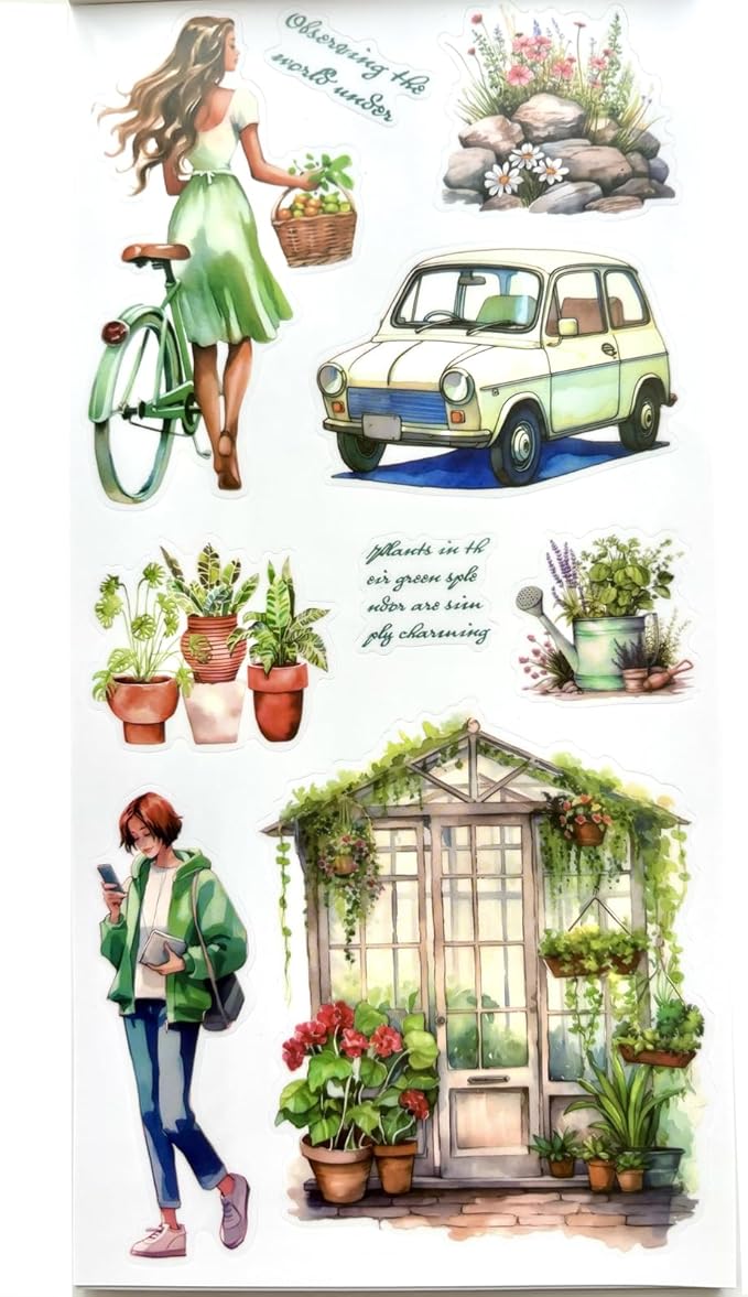 Aesthetic Journaling Sticker Books for Adults - Pre-Cut Scrapbook Stickers Vintage 20 Sheets Junk Journal Supplies Watercolor Scrapbooking Stickers Planner Cottagecore Decorative DIY Arts Craft Making