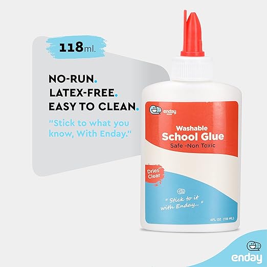 Liquid Glue (12 Pack) - 4 oz Washable School Glue, Bulk, Non-Toxic for Kids, for Slime, Arts and Crafts - by Enday