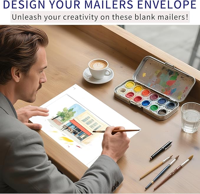 Cheardia 120 Pack Photo Document Mailers with Self Adhesive Seal, 13 x 9.25 Inch Rigid Mailers Stay Flat Cardboard Envelope with Label for CD, Photos, White