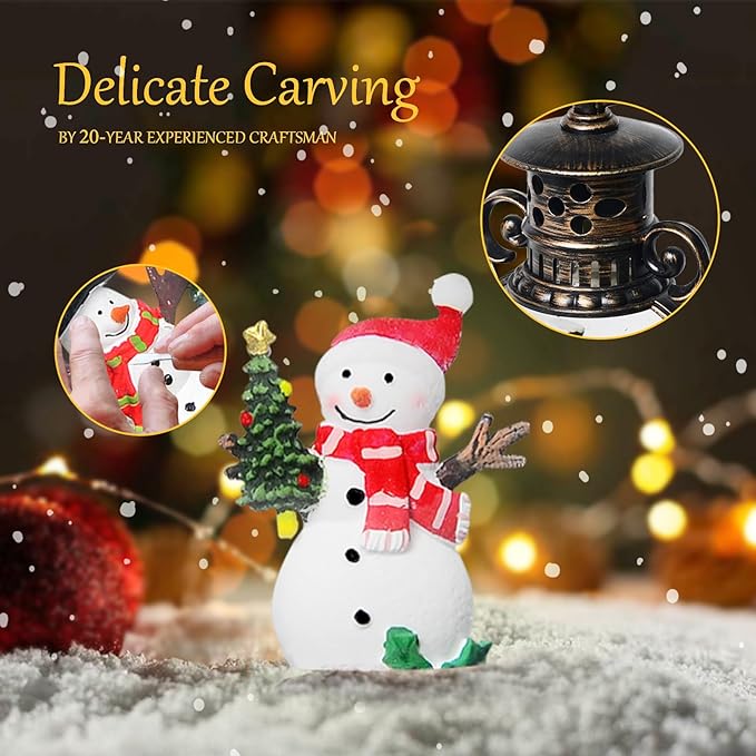 Christmas Snow Globes, Snowman and Christmas Tree Christmas Lantern with 8 Songs, 6H Timer Battery & USB Powered Glitter Music Box for Christmas Table Decorations Holiday