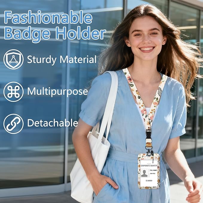 Floral Chickens Lanyard for Id Holder,Cute Rooster Badge Holder with Retractable Lanyard,ID Holder with Badge Reel Clips,Animal Keychain Name Tag ID Card Holder Teacher Women