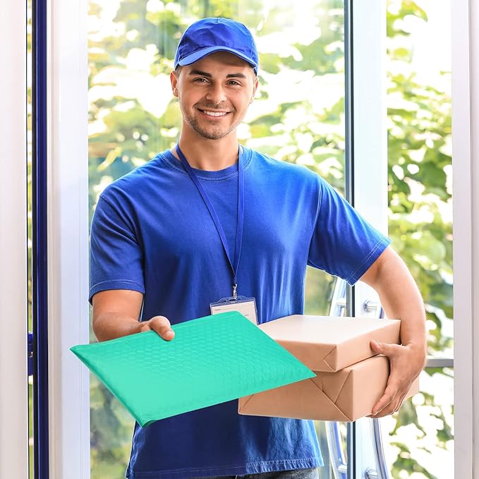 Fuxury Bubble Mailers 8.5x12 Inch 25 Pack, Strong Adhesion Padded Envelopes #2,Self Seal Bubble Envelopes, Waterproof Padded Mailers Packaging for Small Business,Books,Clothes, Makeup Supplies,Teal