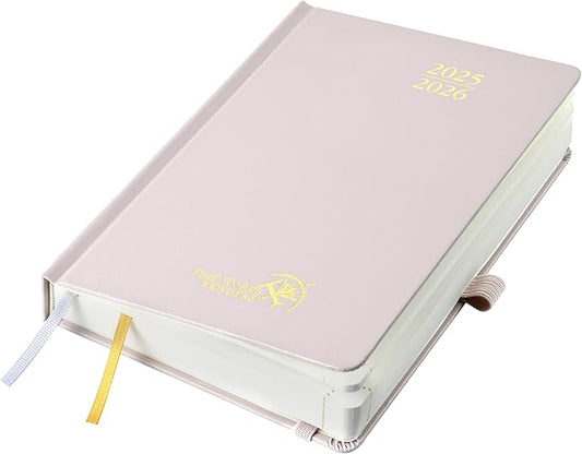 POPRUN 2025-2026 Daily Planner One Page Per Day (Medium - 5.75'' x 8.5'') - Academic Calendar (July 2025 - June 2026), 2025 Day Appointment Book with Monthly Tabs, Hardcover - Light Pink