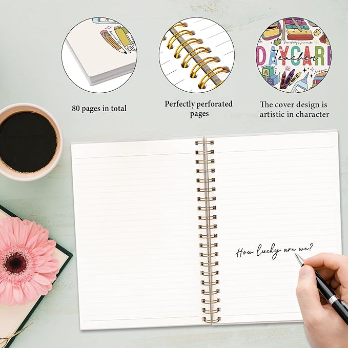 JXREQ Daycare Teacher Notebook, Kindergarten Teachers Gifts Journal Notebook, Teacher Appreciation Gifts Journal for Women, Back to School Supplies, Spiral Notebooks 5.5x8.3