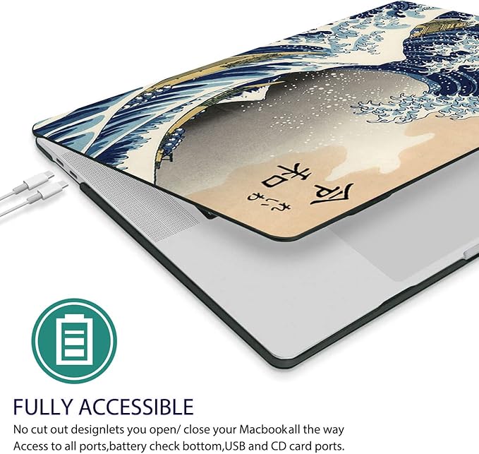 Compatible with MacBook Pro 13 Inch Case M2/M1 2025 2022-2017 A2338 A2289 A2251 A2159 A1989 A1706 A1708 Plastic Hard Shell Case&Keyboard Cover&Mac OS Keyboard Sticker (Sea Wave)