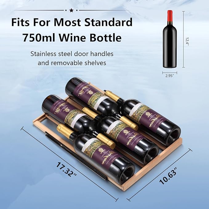 Antarctic Star Wine Fridge,15 Inch Wine Cooler Refrigerator Under Counter(41-68°F),28 Bottles Built-in Dual Zone &Freestanding Wine Refrigerator with Stainless Steel & Double-Layer Tempered Glass Door
