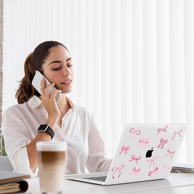 Teryeefi for MacBook Pro Case 13 inch 2024 2022-2016 Release fits Model A2338 M2 M1/A2289/A2251/A2159/A1989/A1706, Design Hard Shell for MacBook Pro 13 inch with Keyboard Cover,Cute Pink Bows