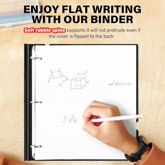 12 Pack Telescoping 3 Ring Binder 1 Inch, Flexible Thin Binder with Customized Front Cover, Holds Up 225 Sheets, School Office Supplies, White