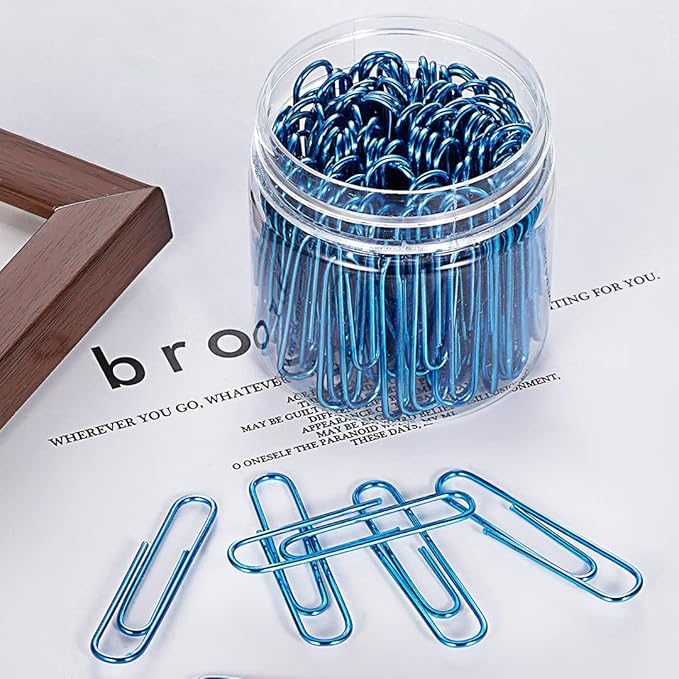 Paper Clips, 2 Inch Large Paper Clips(50mm), Corrosion-Resistant Vinyl Coated PaperClips, Durable and Save-Money, Holds up to 30 Sheets Jumbo Blue PaperClips Great for Home, School and Office