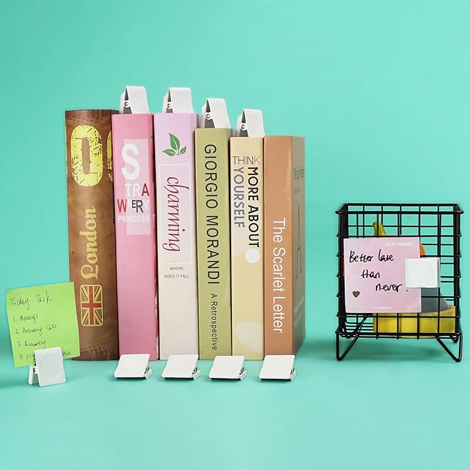 VNDUEEY 24Pcs Whiteboard Magnets, Strong Magnetic Clips Refrigerator Magnet, Magnet Clips Heavy Duty, White Metal Clip with Magnets for Home, Office, Classroom Teacher Supplies