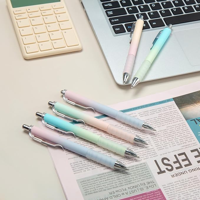 Gel Pens Fine Point 0.7mm Black Ink Gel Pen Retractable Cute Pens for Smooth Writing School Office Supplies, Pack of 12