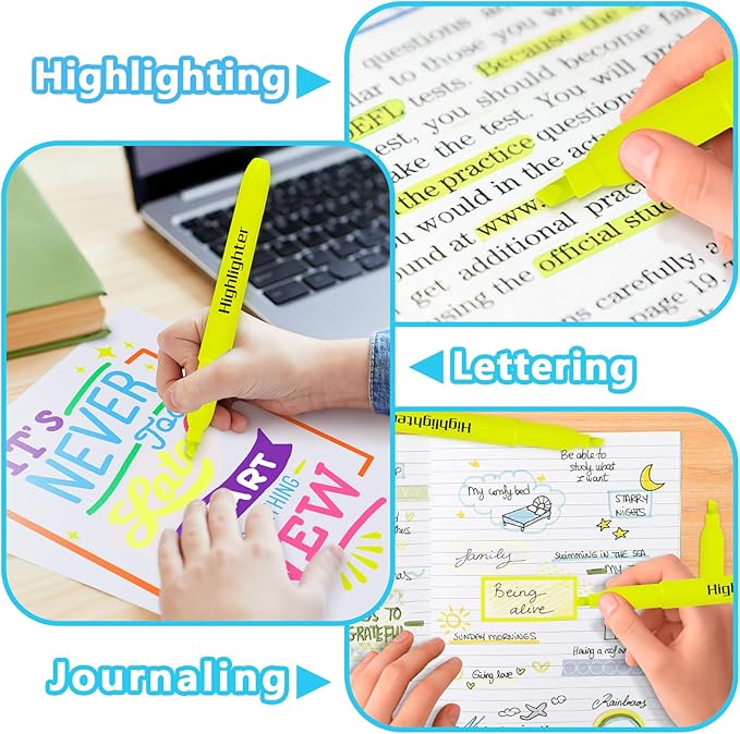 Highlighters Bulk - Quick-Dry No Bleed Markers for Office Classroom School Supplies Adults Kids Teachers Students (Yellow, 30)