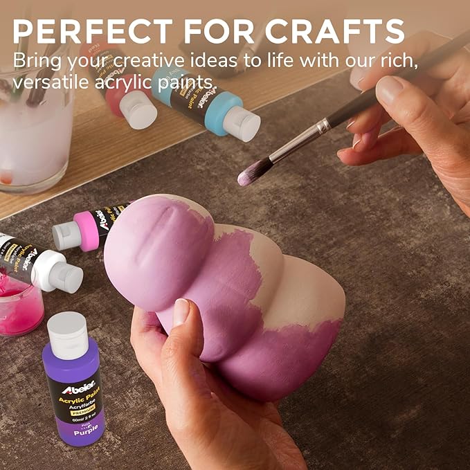 ABEIER Acrylic Paint Set, 56 Colors (2oz/60ml), Matte Finish, Waterproof, Rich Pigments, Non-Toxic Paints for Painting on Canvas Crafts Wood Ceramic, Fabric Ideal for Beginners and Students