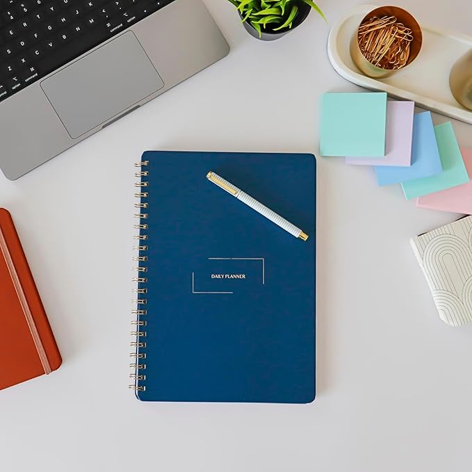 Undated Daily Planner | 8.25” x 11.75” To Do List Notebook | Work Productivity ADHD Organizer | Men and Women Planner | College Supplies | Pink | Portrait Layout