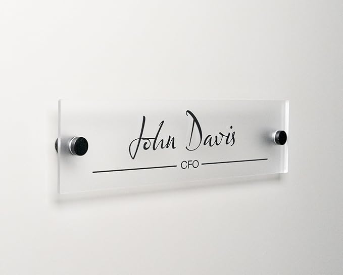 Name Plate For Wall or Door - Name Sign For Office (Frosted Acrylic)