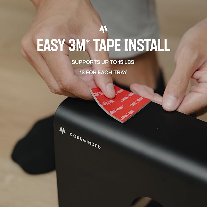 No-Drill Under Desk Cable Management Tray - 2-Pack Wire Organizer for Standing Desk - Cord Management System with Power Strip Holder - L