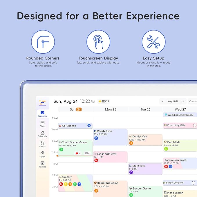 Westsee 15.6" Digital Wall Calendar Frame – Interactive Touchscreen Eletronic Calendars, Smart Family Planner for Schedule, Photo Display, Meals, Chore Chart & Tasks, Wall & Desk Mountable (Ultramarine)