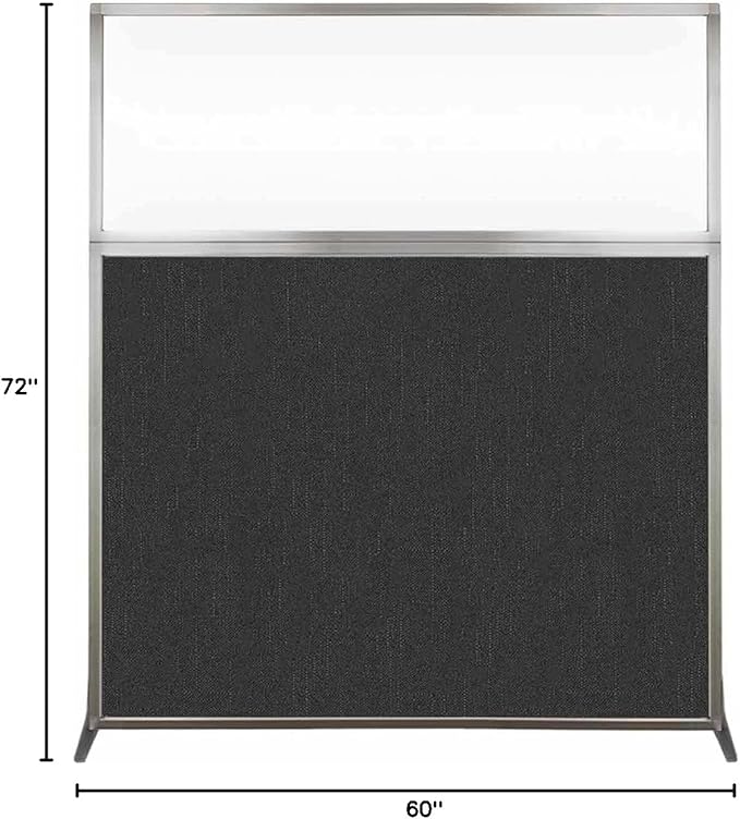 Versare Hush Screen Portable Room Divider | Workstation Wall Divider | Freestanding Privacy Hush Panels | Clear Windows | Fabric Office Divider Screen | Great for Room Separation