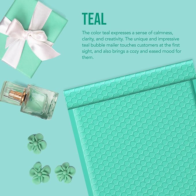 Fuxury Bubble Mailers 8.5x12 Inch 40 Pack Self Seal Large Bubble Envelopes Water Resistant Thick Cushioning Mailer for Small Business Packaging, Mailing Teal #2