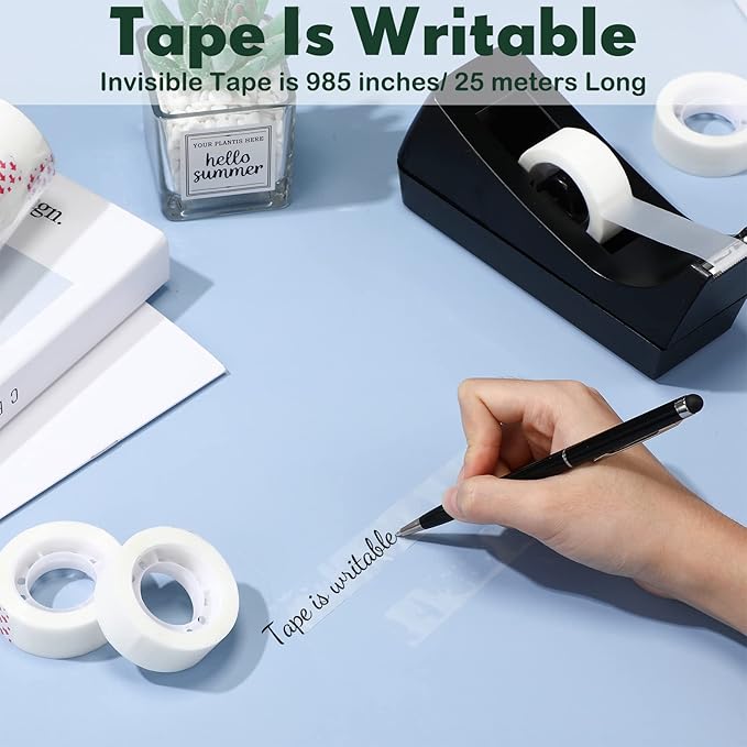 Yahenda 10 Pack Desktop Tape Dispenser Non Skid Base with 0.7 x 985 Inches Invisible Tape Refills Bulk Weighted Roll Dispenser for Office Home School