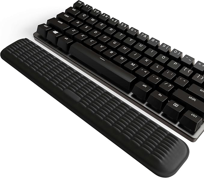 MEKASS Keyboard Wrist Rest for 60% Compact Keyboard, Ergonomic Soft Memory Foam Wrist Support with Non-Slip Silicone Base, Keyboard Pad Relieve Wrist Pain from Laptop, Computer, Typing(Classic Black)