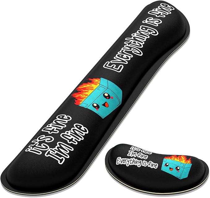 Dapesuom Enlarge Keyboard Wrist Rest, Memory Foam Wrist Cushion for Desk Mats Support, Typing Pain Relief Keyboard Mouse Pad Rests Set with Non-Slip Base for Gaming Laptop Computer, Black Dumpster