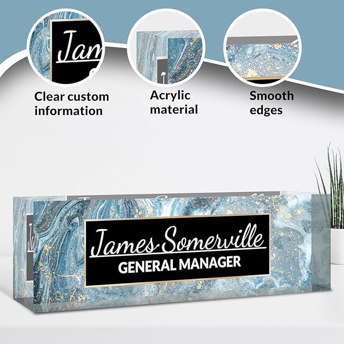 Desk Name Plate Personalized, Custom Name Plate for Desk, Acrylic Desktop Accessories, Office Gift & Decor for Women Men, Teacher Nurse Boss Employee Appreciation Gifts