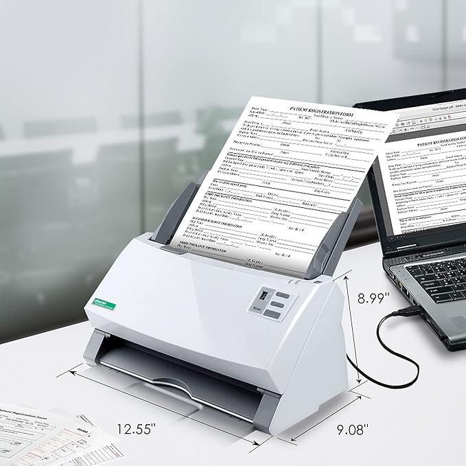 Plustek PS3140U Duplex Document Scanner, Citrix Ready & Twain Support for PC and Mac, Scan and Save Batch Documents