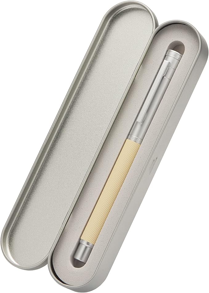 Silver Birch Forest Aluminum Fountain Pen Bent Nib (Fine to Broad) with Metal Box Fude Pen Set By Asvine