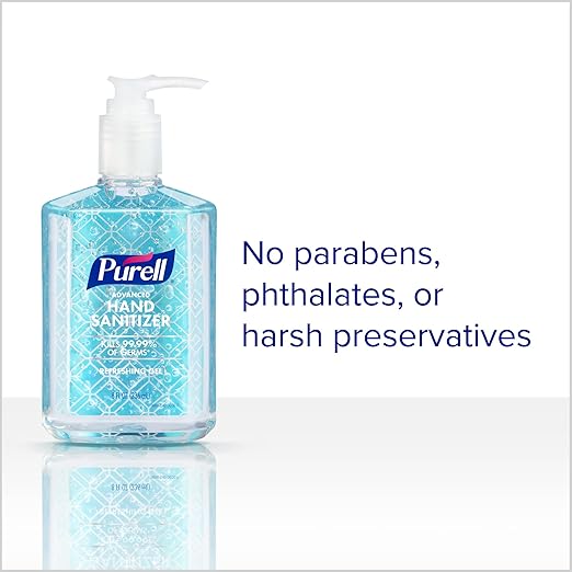 Purell Advanced Hand Sanitizer Refreshing Gel Design Series, Clean Scent,Clear, 8 Fl Oz Pump Bottle (Pack of 4), 9652-06-ECDECO