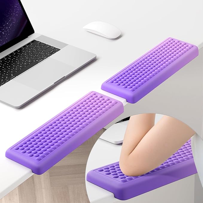 Hsurbtra L-Shaped Desk Elbow Pad, 2-Piece Soft Memory Foam Elbow Support Padding with Non-Slip Rubber Base, Ergonomic Desk Edge Cushion Wrist Rest for Office, Home, Work, Gaming, Purple Pink