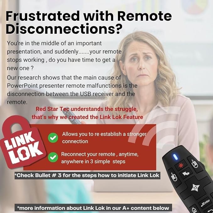 PR-820 Wireless Presentation Clicker with Laser Pointer, PowerPoint Clicker with Air Mouse, Remote for Slideshows, Google Slides, Keynote & Smartboards, Mac/PC Compatible