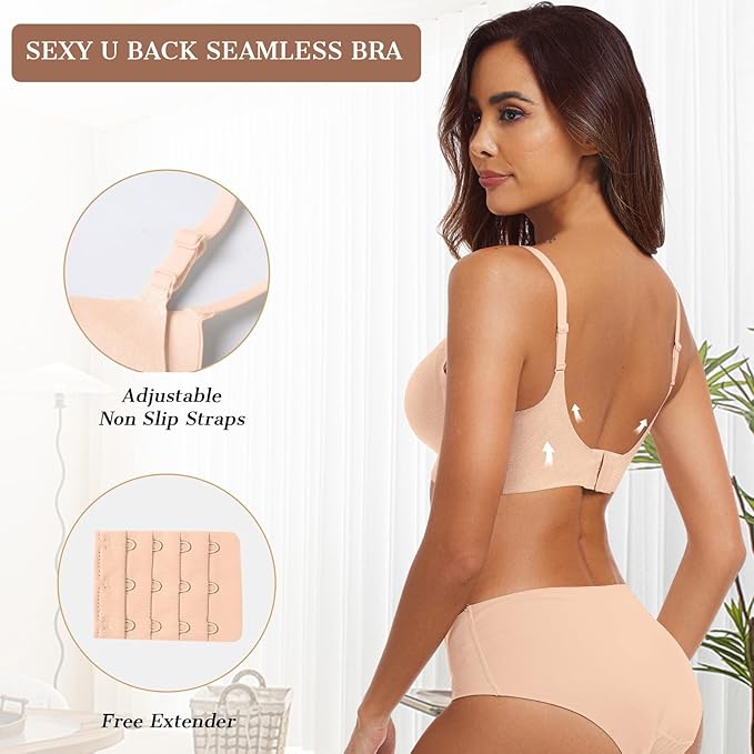 OEAK Womens Wireless Bras Comfortable Push Up Bra No Underwire Bra Full Support Lift Bralette Everyday Seamless Tshirt Bras