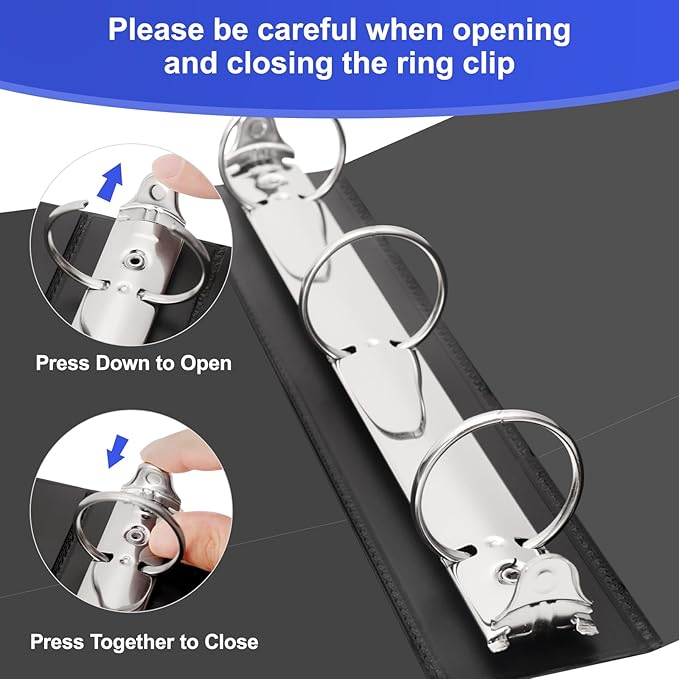 COMIX Sturdy 3 Ring Binder 1 inch with Clear View Cover, 1" Round Ring View Binder, PVC-Free, 200 Sheets Capacity of US Letter Size Paper, Office ＆ School Supplies, 8 Pack (Black)